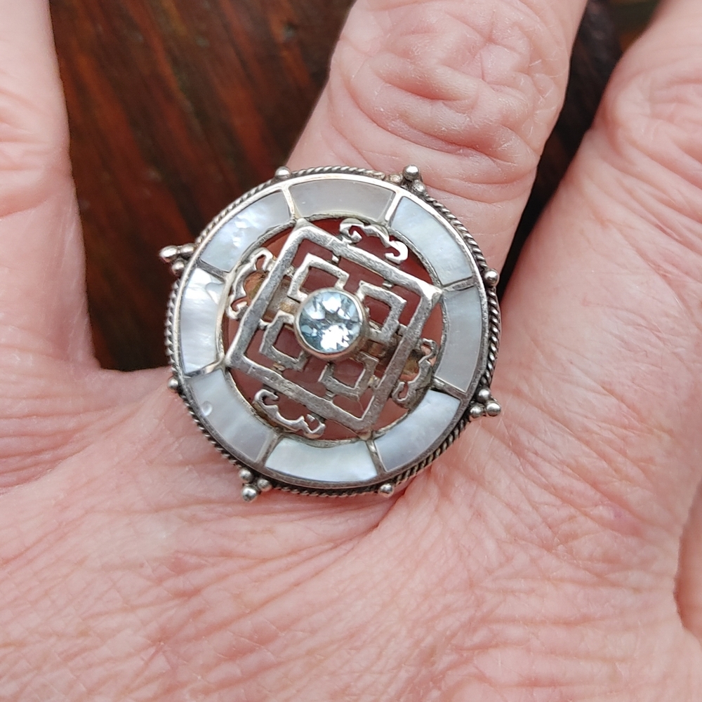 White Shell Abalone Ring In 925 Solid Sterling Si… - image 8